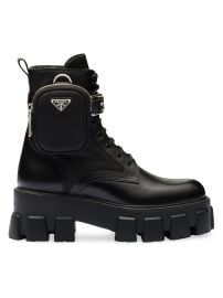 Shop Prada Monolith Leather and Re-Nylon Boots with Pouch at Saks Fifth Avenue